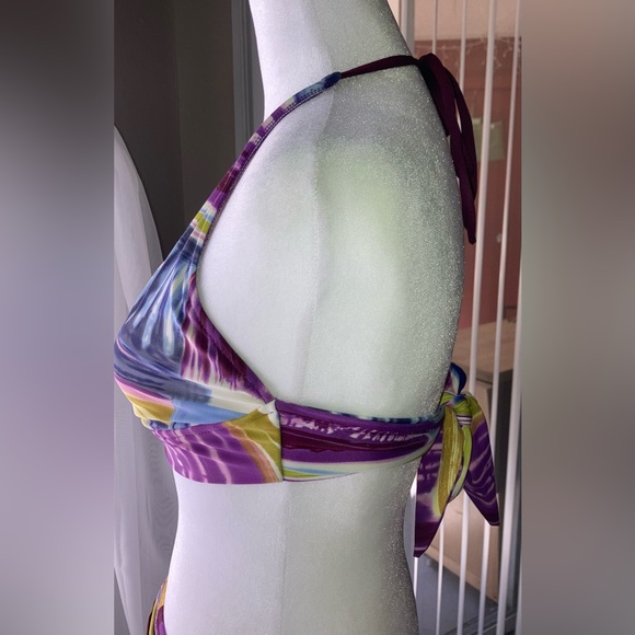 MOSSIMO Women’s Boho Multicolored Halter Bikini Top Size Lg EUC no pads - Picture 4 of 11
